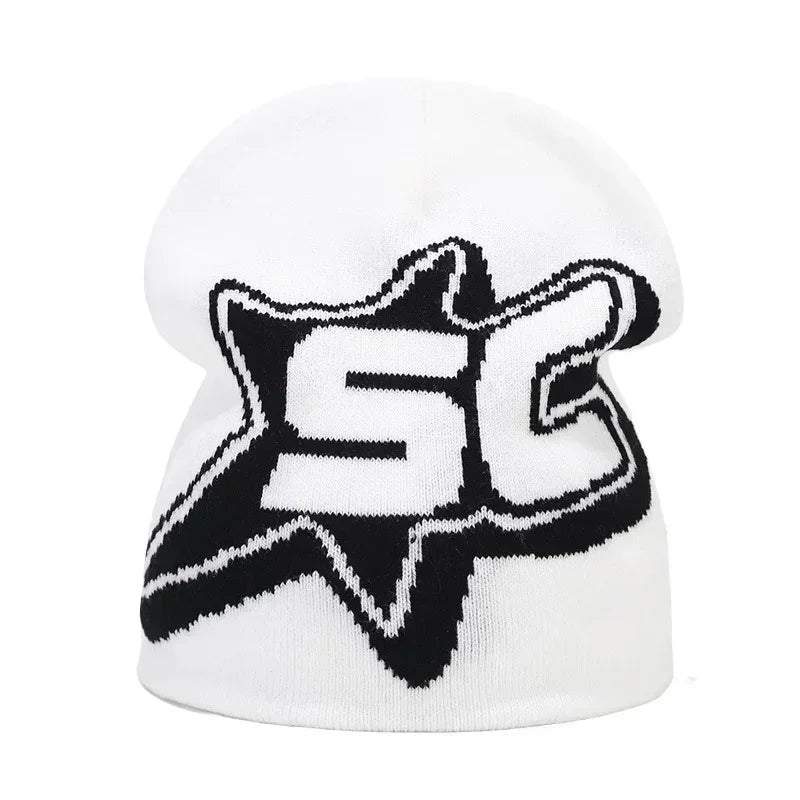 Y2K Letter Knit Beanie, Warm Ski Hat