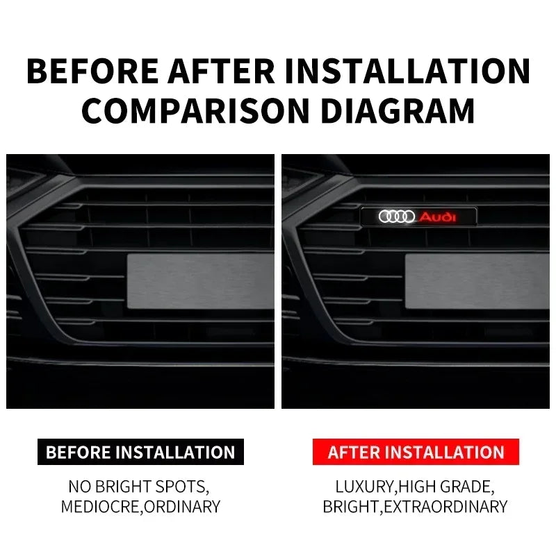 Front Grille Decoration Badge Car Head Grill Emblem LED Light Audi Sline A6 Q3 A3 B5 B6 B7 B8 B9 Q7 8P 8V 8L A5 A4 C6 Car sticke
