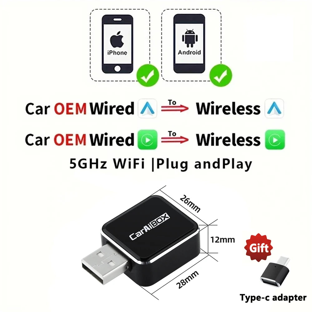 2-in-1 Wireless CarPlay & Android Auto Box Adapter