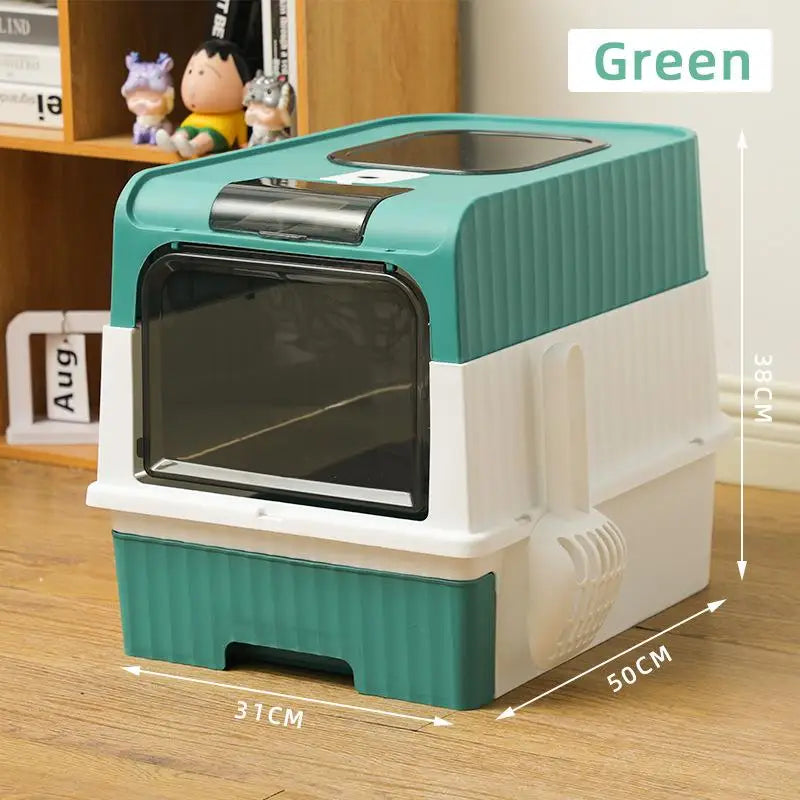 Full Enclosure Detachable Drawer Style Cat Litter Box with Cat Litter Scoop Included