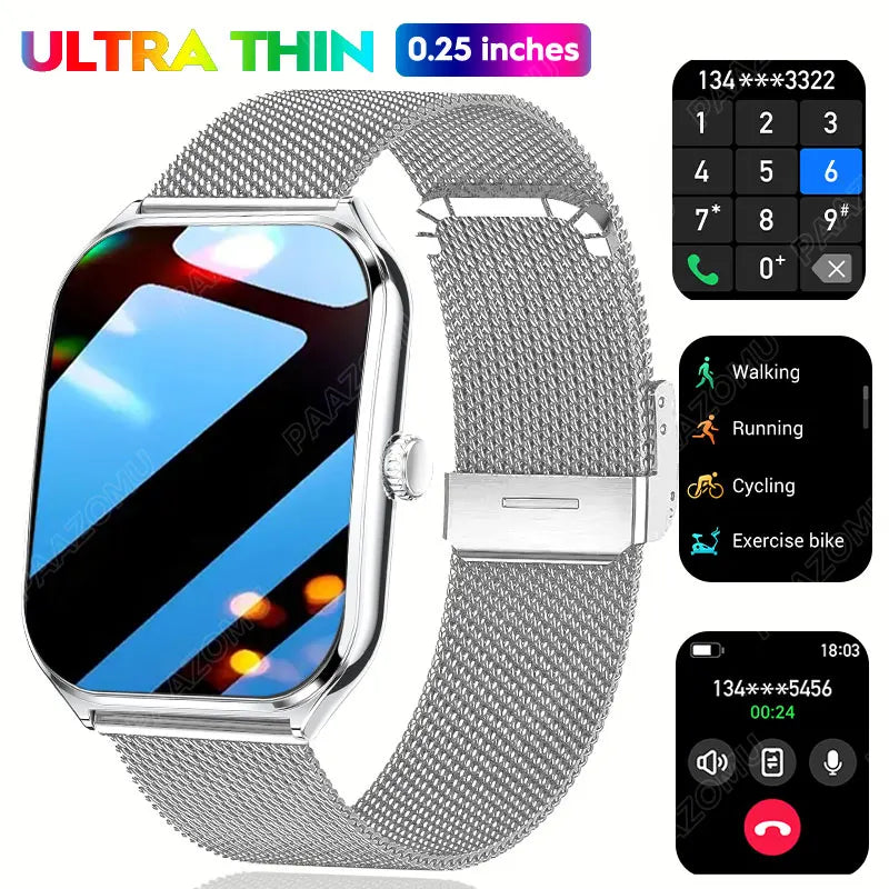 2026 New Smartwatch 1.96 inch Ultra-thin Bluetooth Call Health Monitor IP68 Waterproof 100 Sport Smart Bracelet For Android iOS