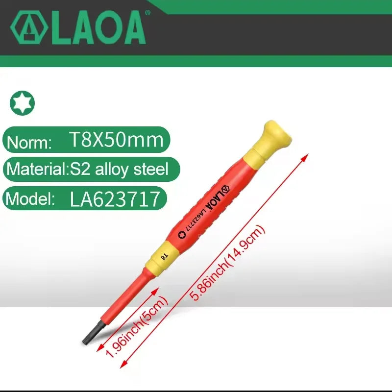 LAOA 1pc Insulated Precision Screwdriver SL1.0-3.0 aCross Small Size Screwdriver to Remove Watches Cell Phone NotebookT5-T10