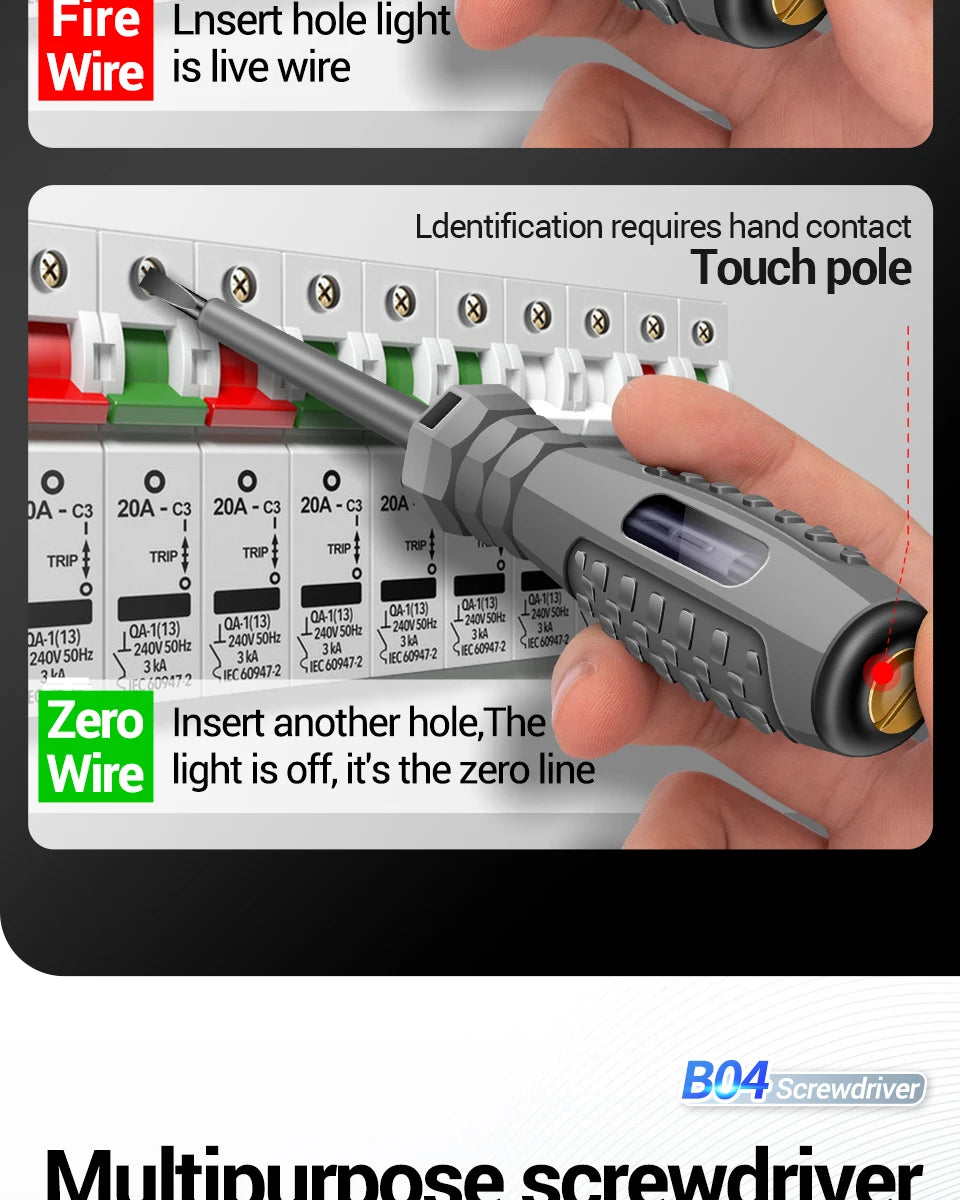 ANENG B04 Slotted/Phillips Screwdriver Neon Bulb Indicator Non-Contact Insulated Tester Pocket Detector Pen Electrician Tools