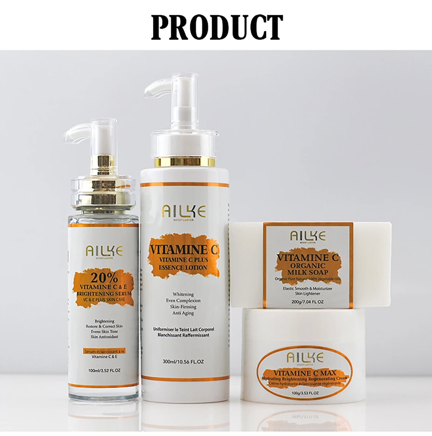 Ailke organic milk soaps containing vitamin C, whitening, wrinkle reducing, anti-aging, smoothing, and softening the skin,200g