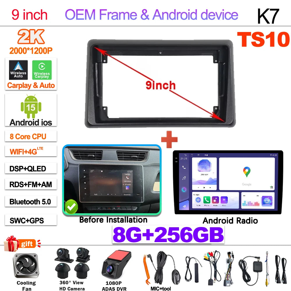 Android Car Stereo for Renault Express (2021–2022) — Wireless CarPlay, Android Auto, GPS, 5G WiFi