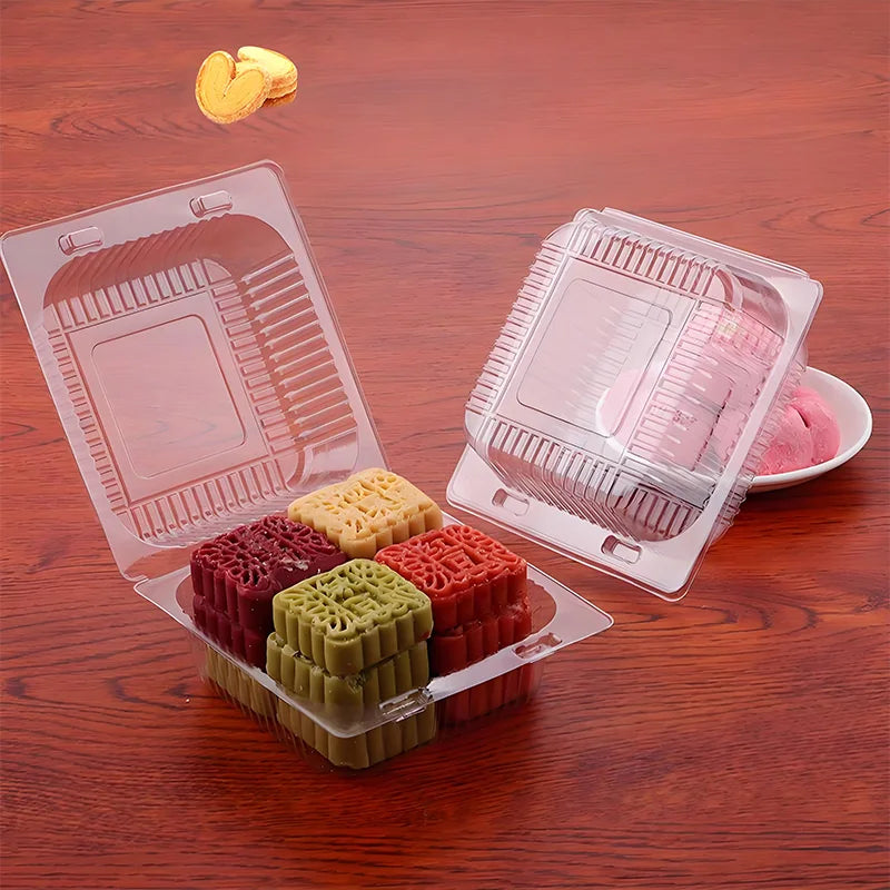 50Pcs 18.8cm Clear Plastic Food Storage Containers with Lids for Pastries, Fruits & Snacks