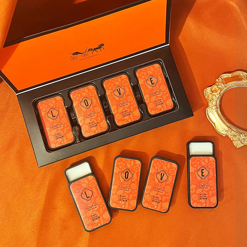 4pcs Solid Perfume Set, Floral and Fruity Fragrance, Long-lasting Fragrance, Light fragrance and Portable, Idea for Gift /Daily