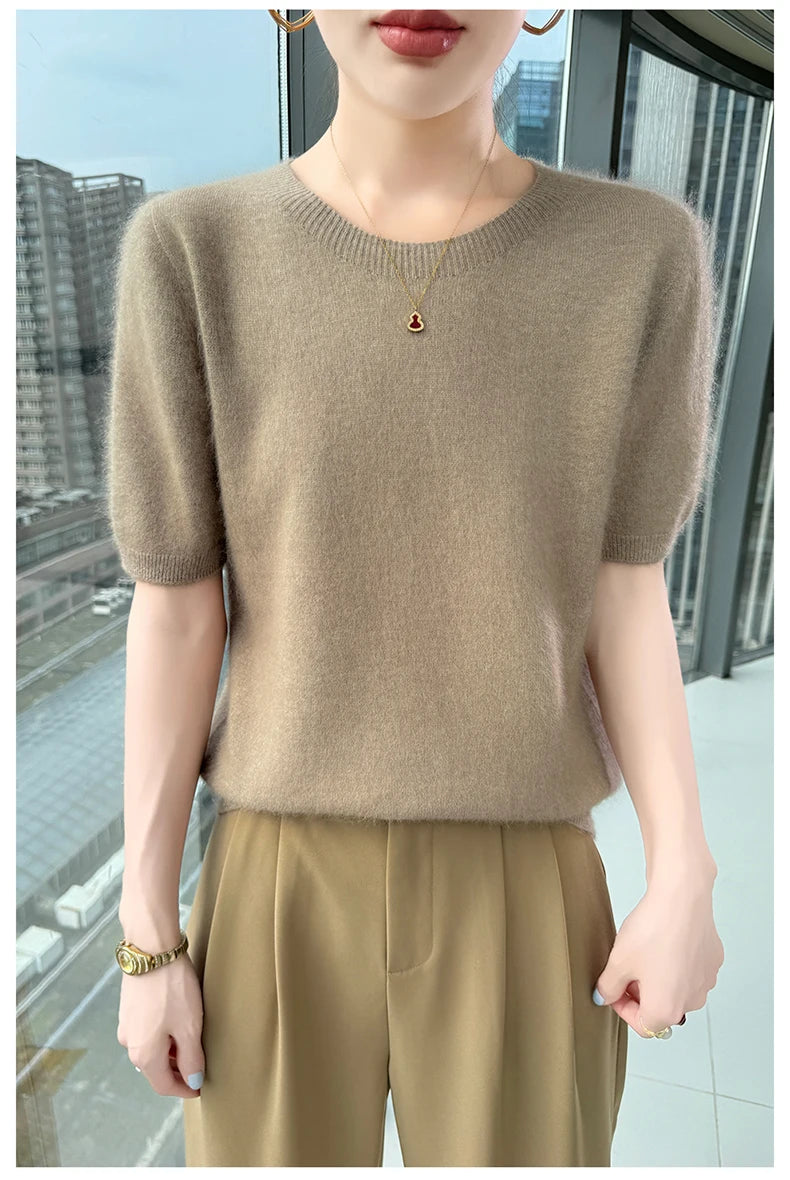 Women's Short Sleeve Knit Sweater Top