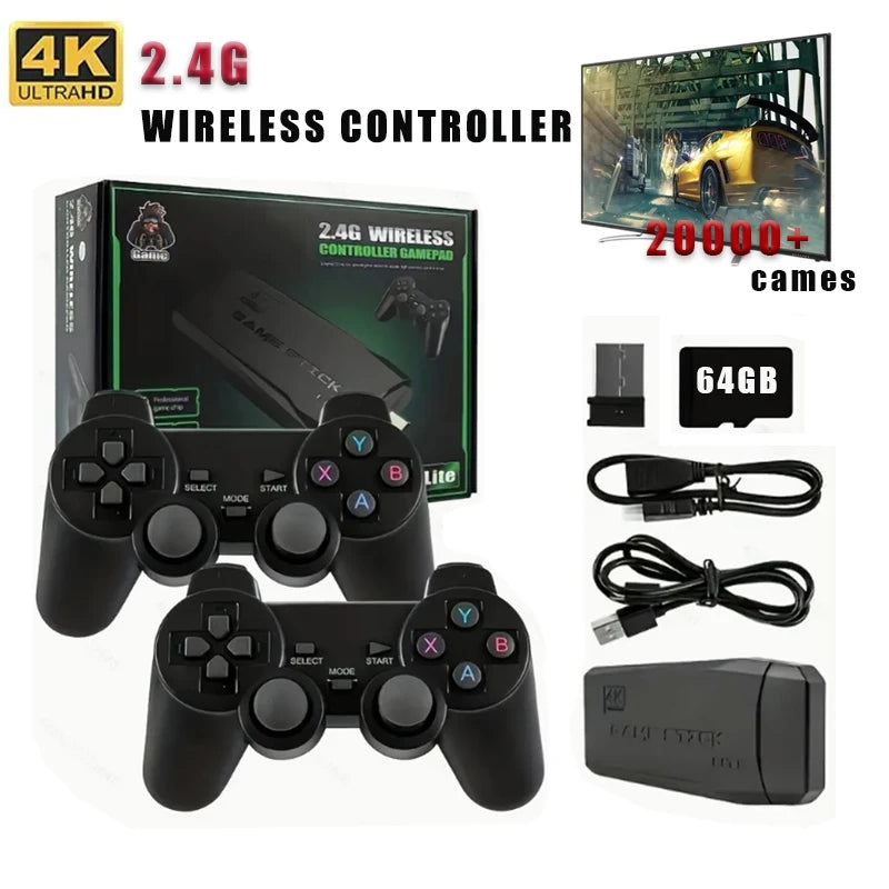 Basix 4K Retro Gaming Stick – 20,000+ Games, 64GB, 2.4G Dual Wireless Controllers | Thanksgiving Gift