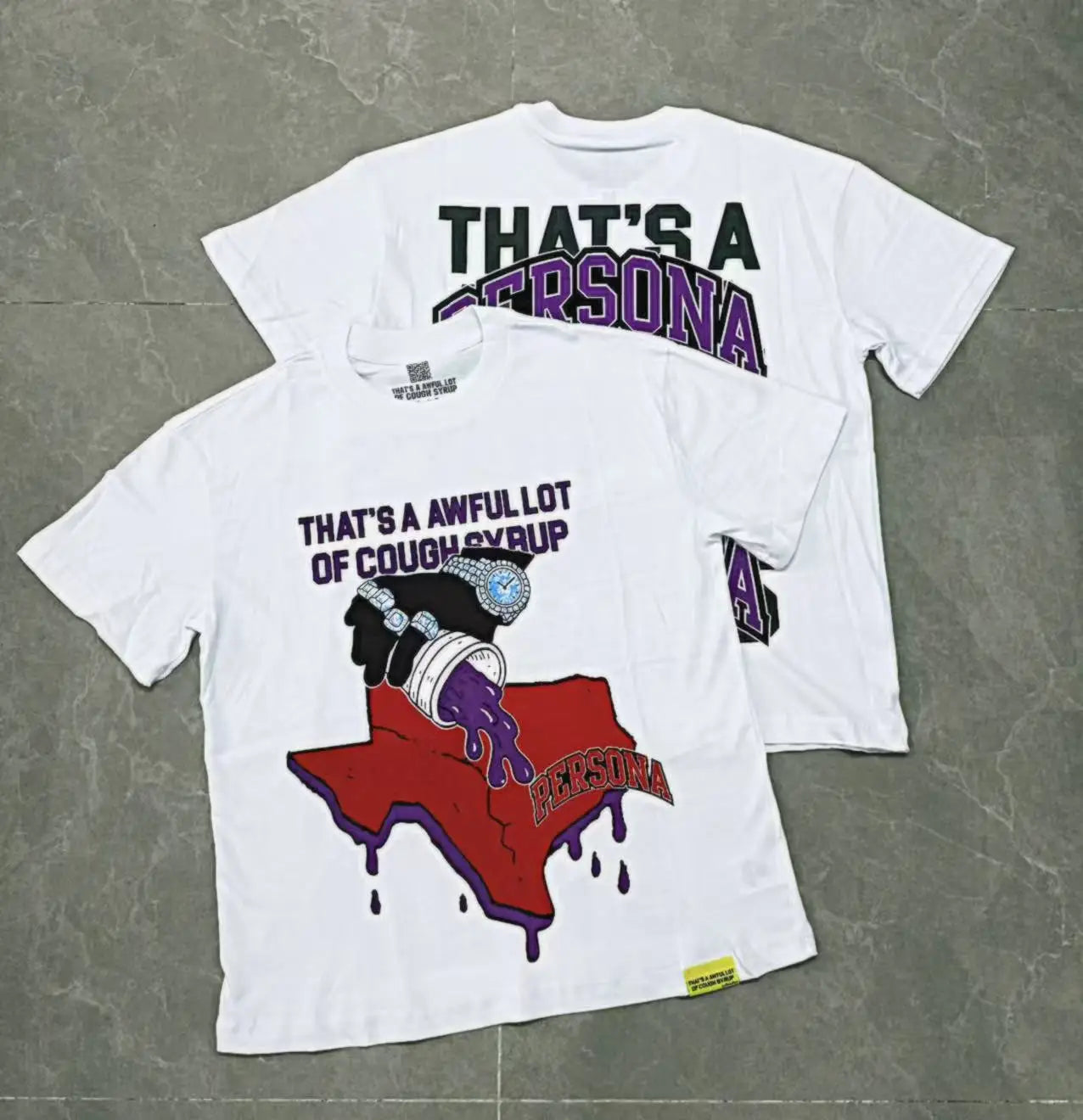 That's A Awful Lot of Cough Syrup Short Sleeve American Street Pop Hip-hop Cartoon Pattern Print Tops COUGH SYRUP T-shirt