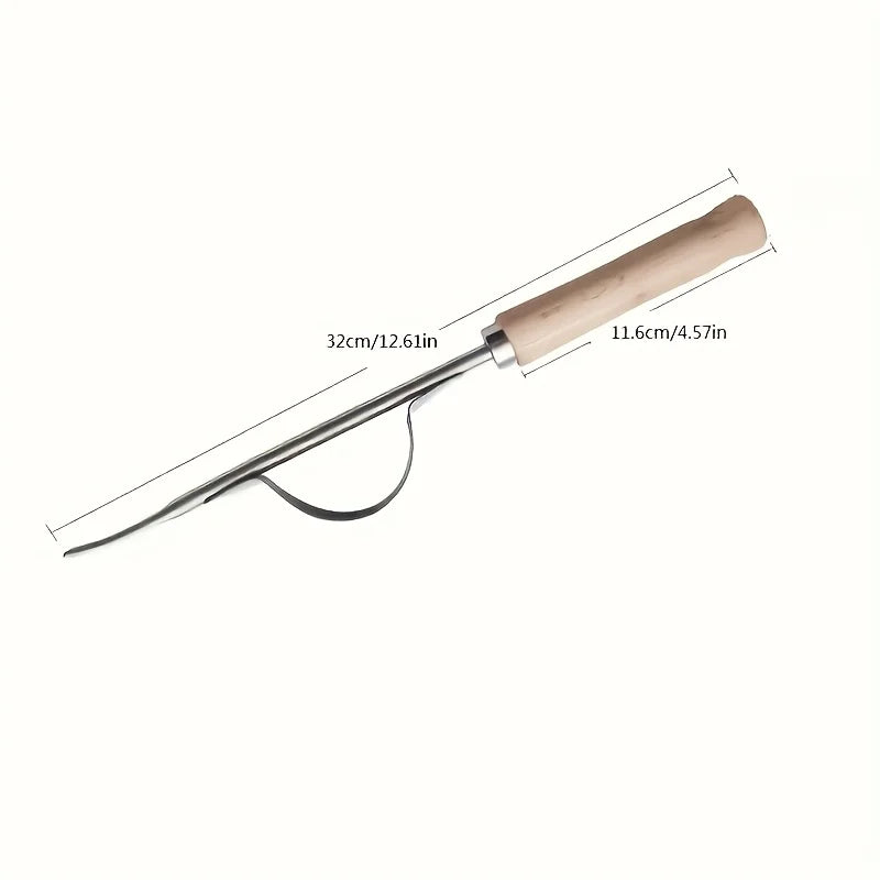 1 multifunctional ergonomic stainless steel weed killer: easy to remove weeds and dandelions, wooden handle weed control tool