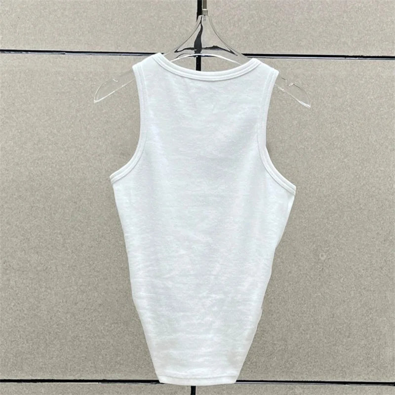 Women t-shirts New twisted flower knotted sleeveless top for summer 2026 Elastic slim pure cotton women's vest corset crop top