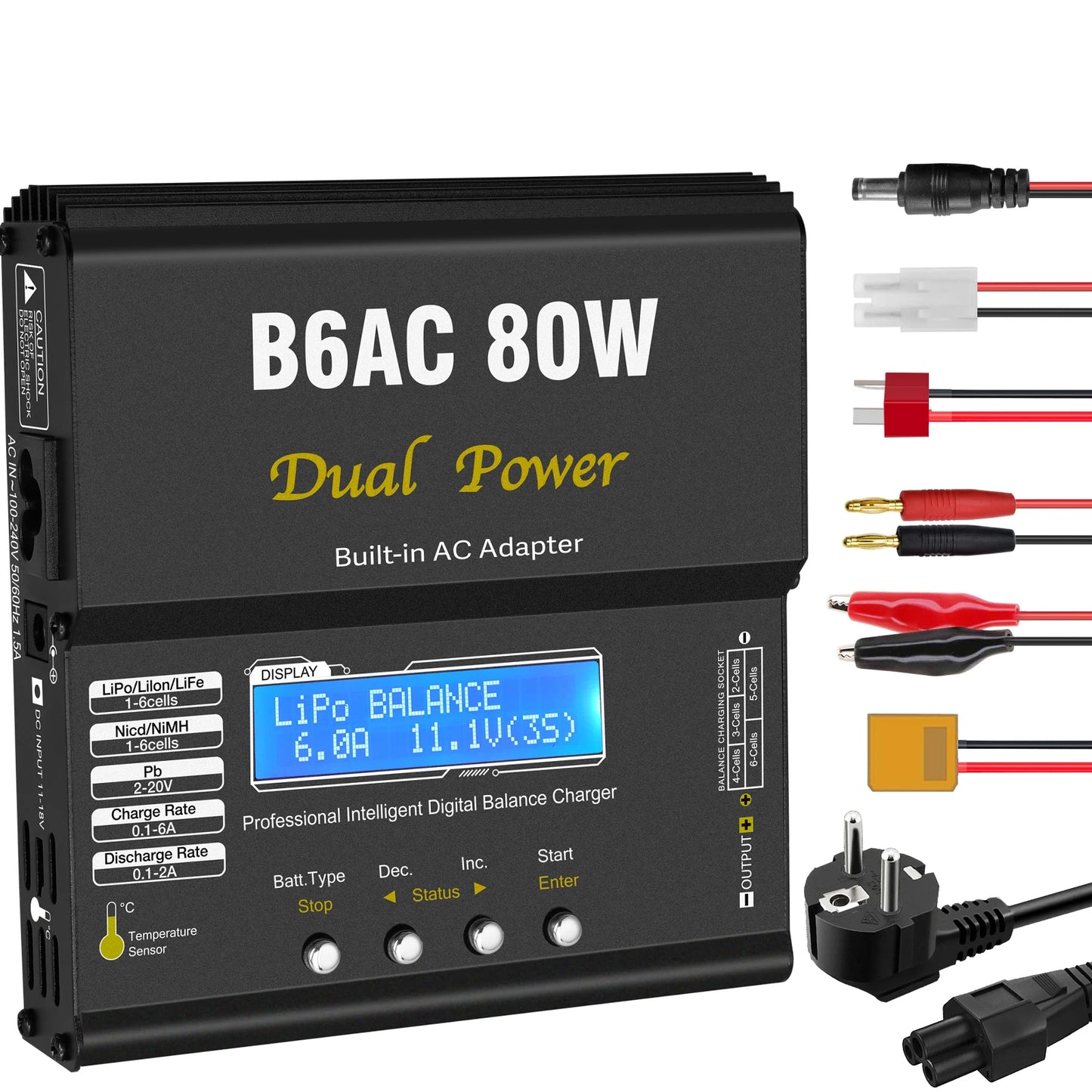 iMAX B6AC 80W 6A Lipo Charger Balancer For Nimh Nicd Lipo LiFe Li-ion Pb Battery LCD Screen Display RC Charger Discharger XT60