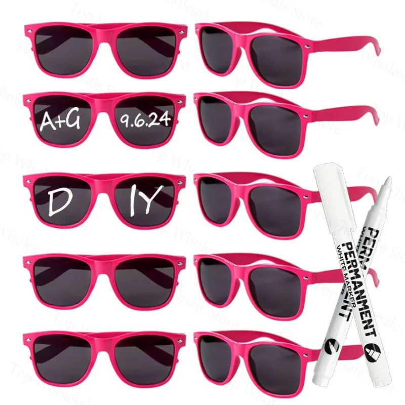 12-100 Pcs Wedding Personalized Sunglasses Bulk Custom Sunglasses with Paint Pens for Adult DIY Birthday Wedding Party Favors
