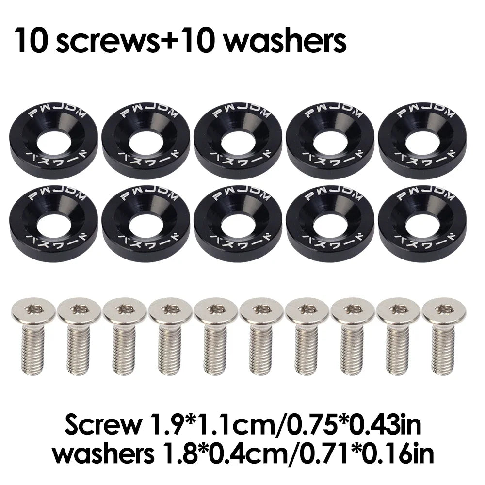 M6 Bolt Set JDM Fender Washers Bumper Engine Car Modification Gasket Screw Fender Aluminum Concave Screws Hex Fastener for Honda