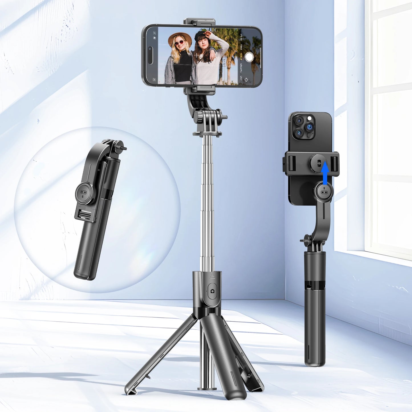 F01 Portable 6 Section Extendable Tripod Stand Lightweight Detachable Phone Holder 360 Degree Rotatable Bluetooth Selfie R