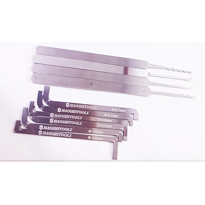 High Quality 4 PCS Hooks Stainless Steel Polished Repair Practice Tool 0.5MM 0.6MM Thickness With 6PCS Tension Locksmith Tools