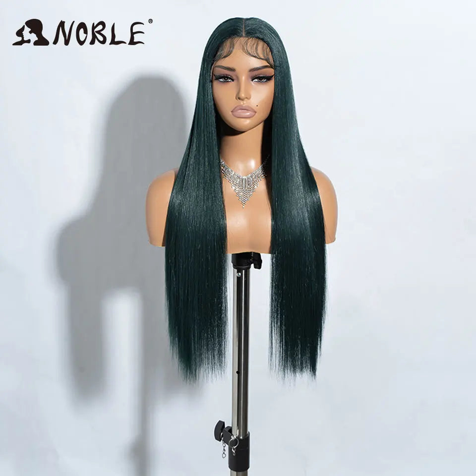Noble Cosplay Long Straight Synthetic Lace Front Wigs For Women 30 Inch Middle Part Synthetic Lace Wig High Temperature Fiber