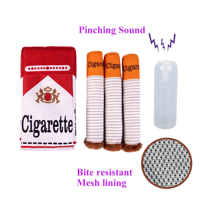 Cigar-Shaped Plush Dog Chew Toy - Novelty Squeaky Toy – photo 6