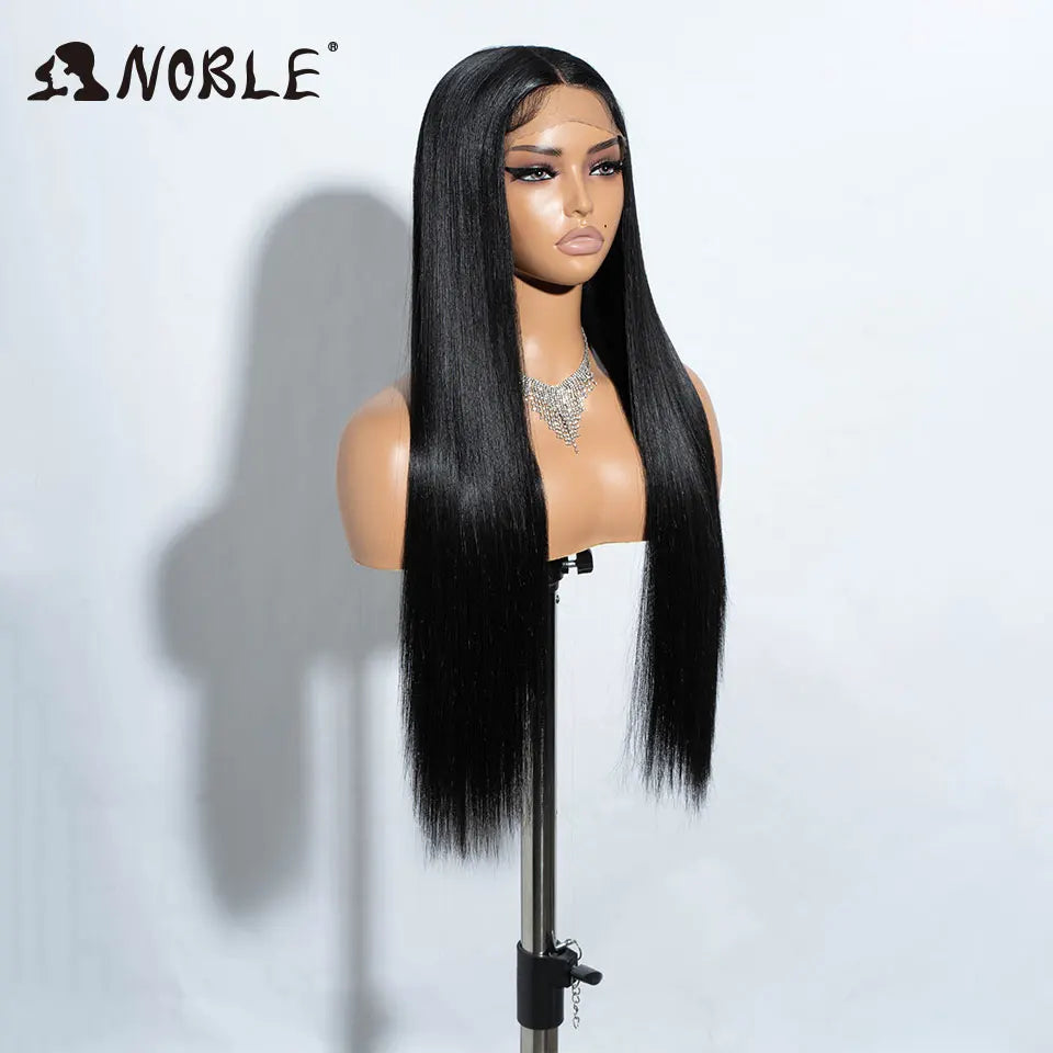 Noble Cosplay Long Straight Synthetic Lace Front Wigs For Women 30 Inch Middle Part Synthetic Lace Wig High Temperature Fiber