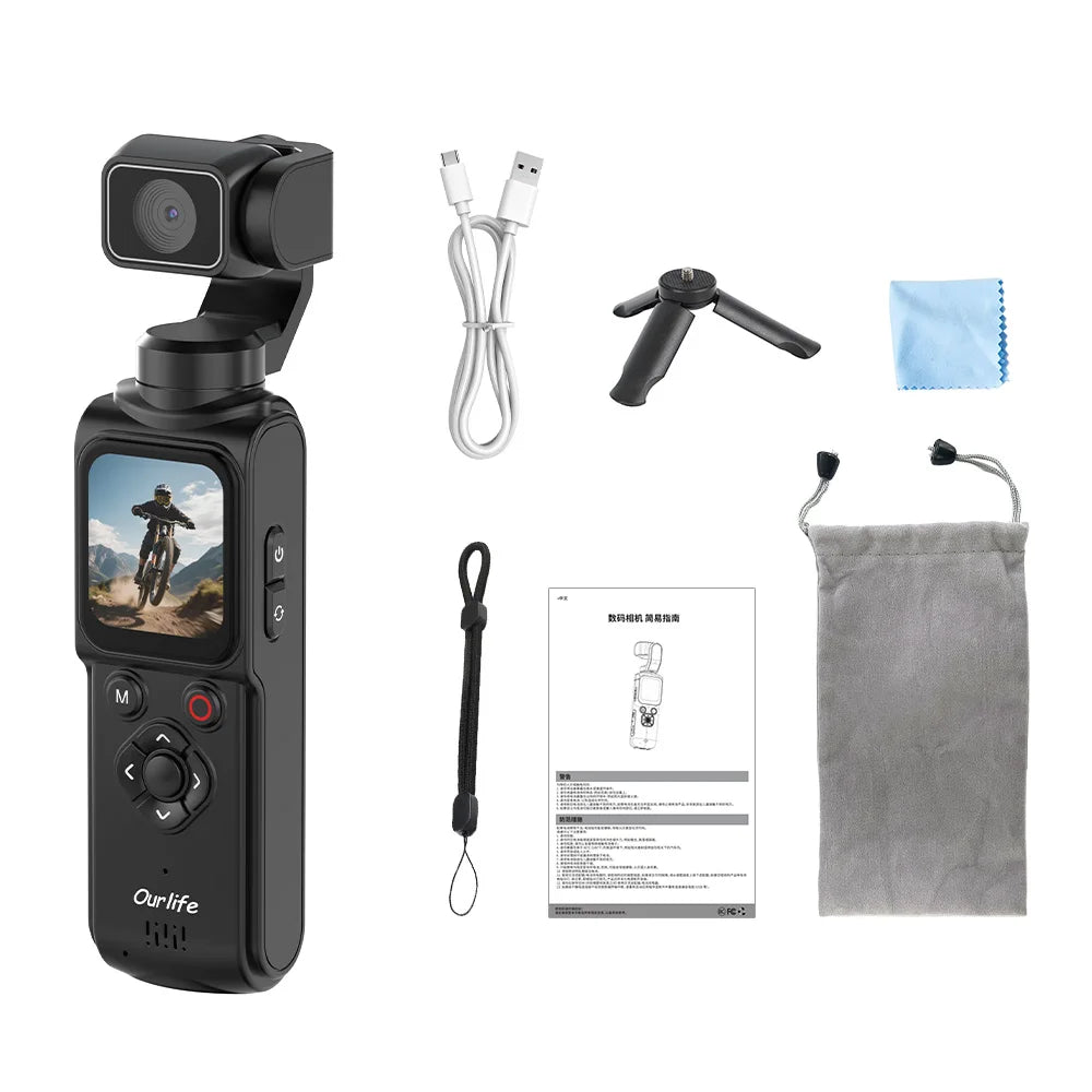 Ourlife 4K Pocket Gimbal — Stabilised 75MP Auto-Tracking Camera