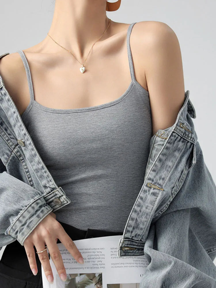 Women's Stretch Spaghetti Strap Tank Top - Versatile & Comfy