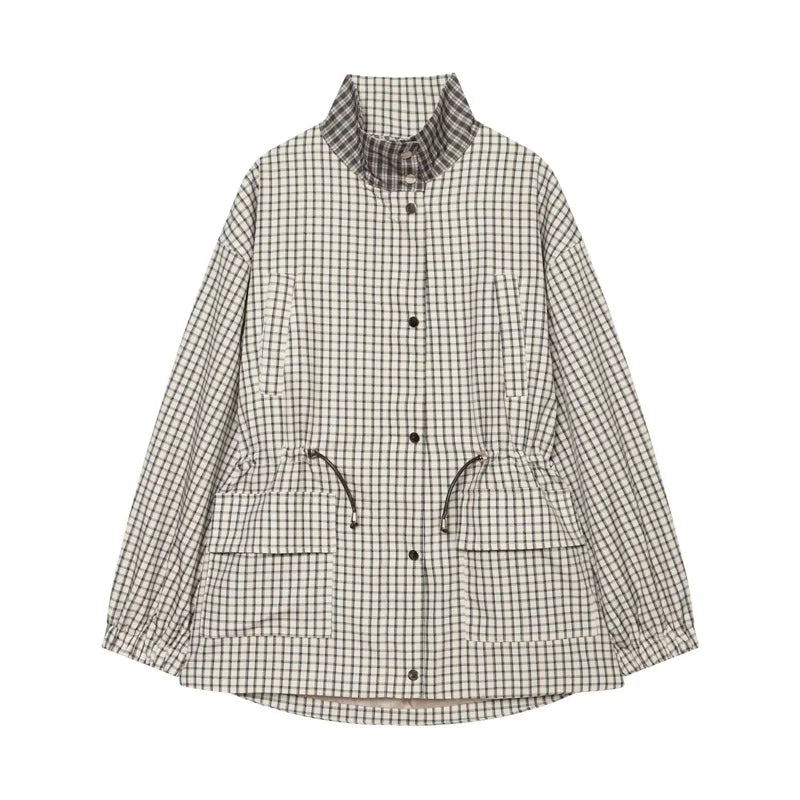 Women's Oversized Plaid Jacket - Long Sleeve Casual Autumn Coat - photo 8