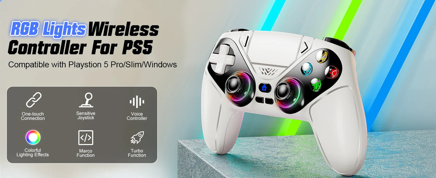 Gamepad For Playstation 5 Wireless Controller PS5/PC Console Gaming With Turbo Dual Sense Vibrate Programming RGB