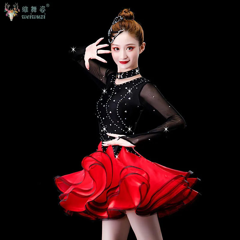 Double-skirt Latin competition dance dress