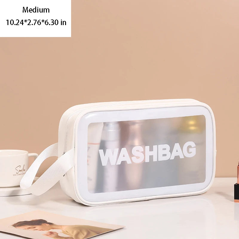 Portable Toiletry Bags with Handle, Translucent Waterproof travel Make up Bags for Women, Large Capacity Travel Cosmetic Bags