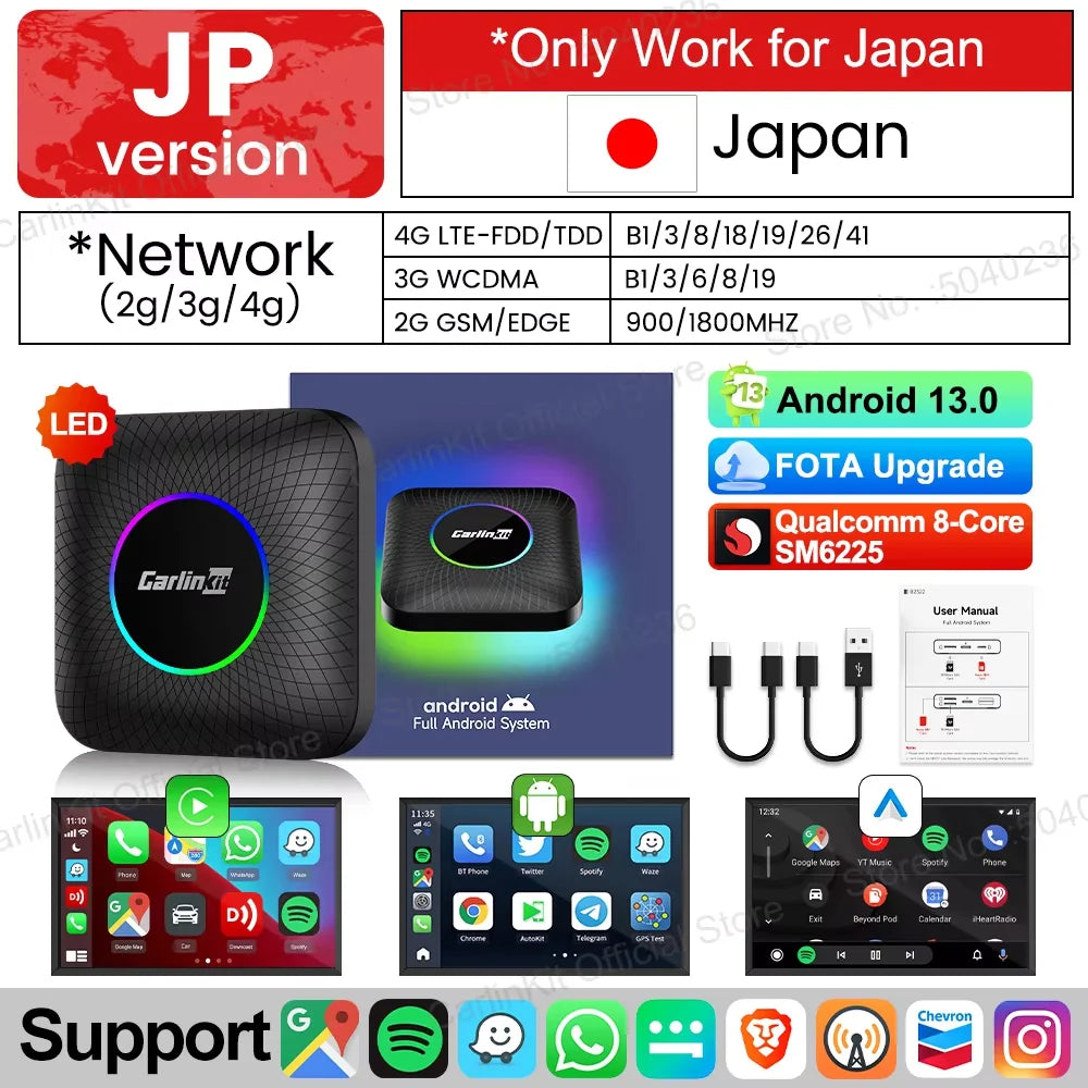 2026 CarlinKit 3 In 1 Android Auto Wireless Android 13 CarPlay Smart Box QCM6125 SM6225 8-Core For Netflix YouTube For OEM Cars