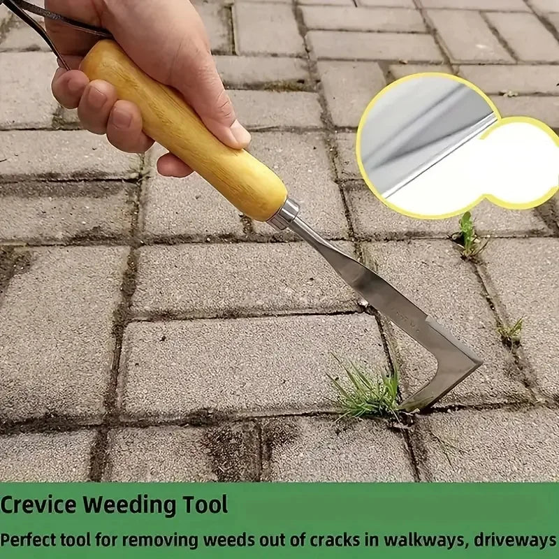 13.5" Stainless Steel Gap Weeding Tool — L-Shaped Hand Weeder