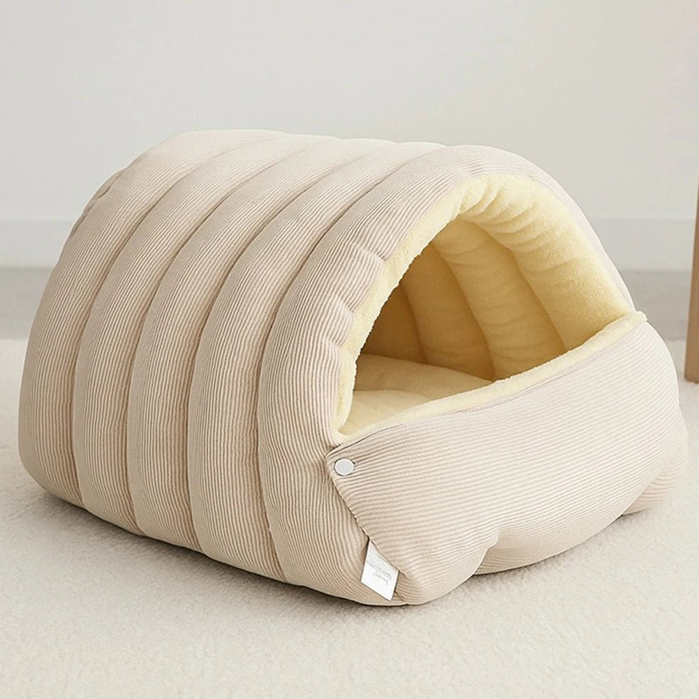 Winter Plush Cat Cave Bed - Thick Warm Kitten House - photo 5
