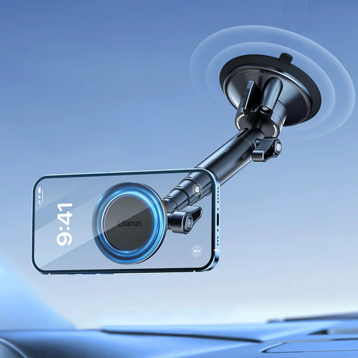 Original Ulanzi ZJ06 Phone Holder Suction Cup Telescopic Bracket Magnetic Fixation Vehicle Mounted Photography Stand Magsafe