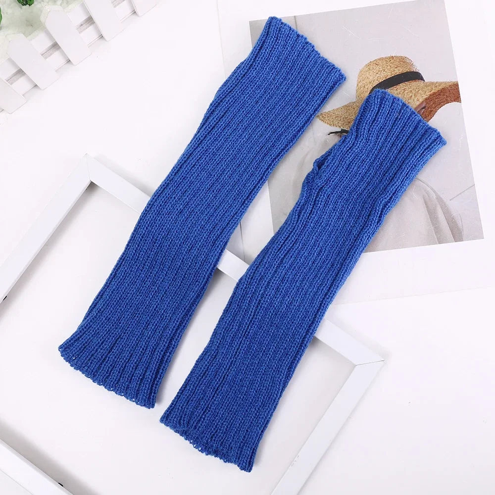 Women's Long Fingerless Knit Gloves - Arm Warmer Sleeves - photo 10