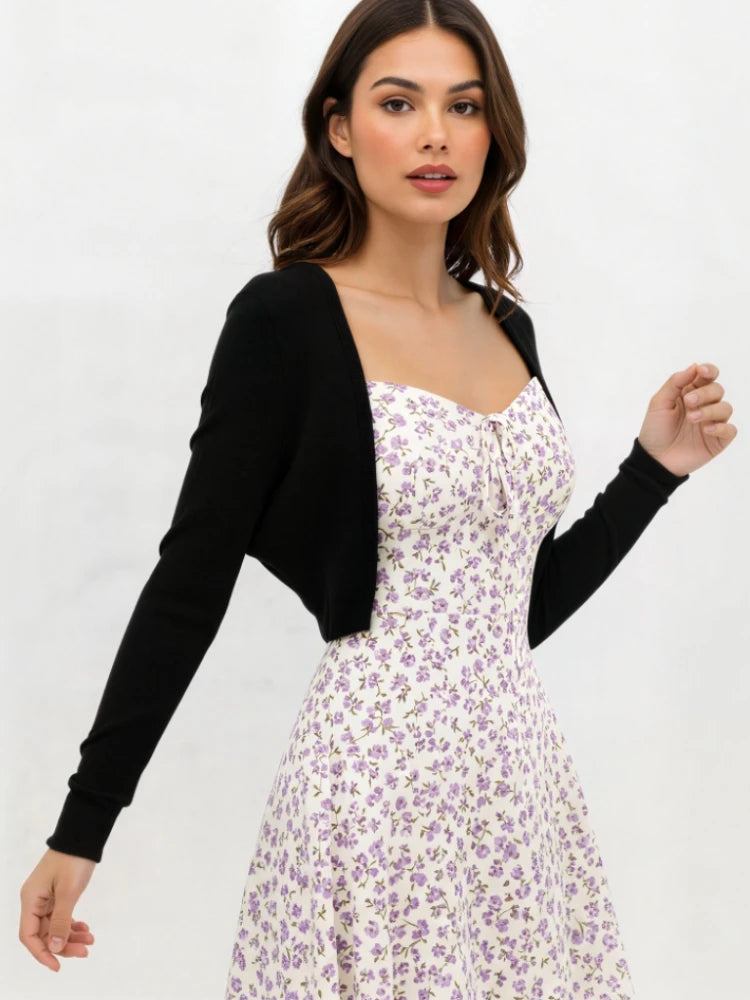 Women's short sleeve knit cardigan, cropped — view 14 of 16