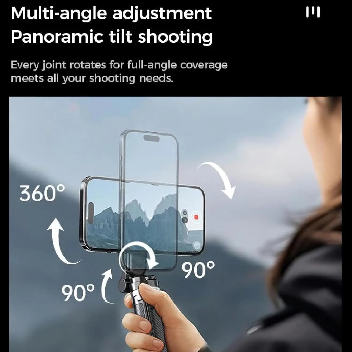 Magnetic Pocket Selfie Stick, 4 in 1 Magnetic Selfie Stick Tripod Stand for iPhone, 360° Rotation Extendable Detachable Tripod