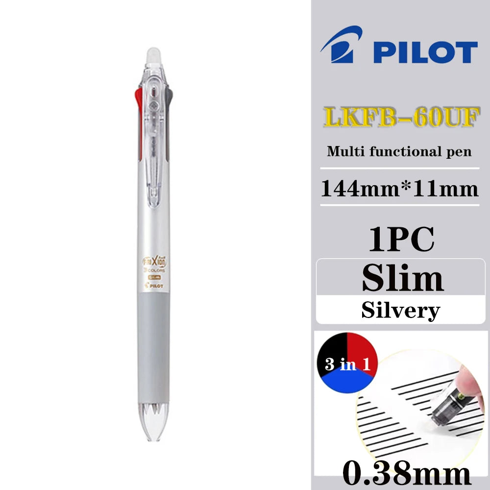 Japan Pilot Frixion Pen 3 in 1 Erasable Gel Pen 3 Colors 0.5mm /0.38mm LKFB-60EF Slim Pen Holder Back To School Stationery