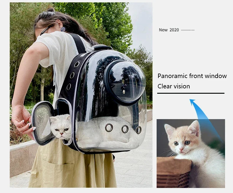 Portable Cat Pet Carrier Backpack Transparent Capsule Bubble Pet Backpack Small Animal Puppy Kitty Breathable Carrier for Travel