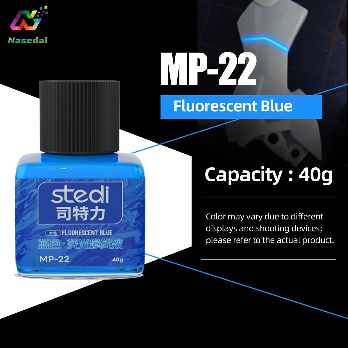 Stedi MP-20~29 40g Water-based Fluorescent Panel Liner Paint for Gundam Model Building Fluorescent Ink Panel Line Accent Color
