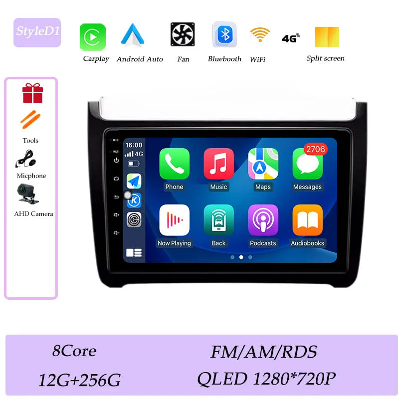 Car Stereo with Apple CarPlay & Android Auto, Compatible with VW Polo 5 (2011-2016)