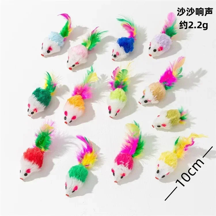 Catnip Faux Fur Mice Cat Toys with Rattle - 5 Pack - photo 6