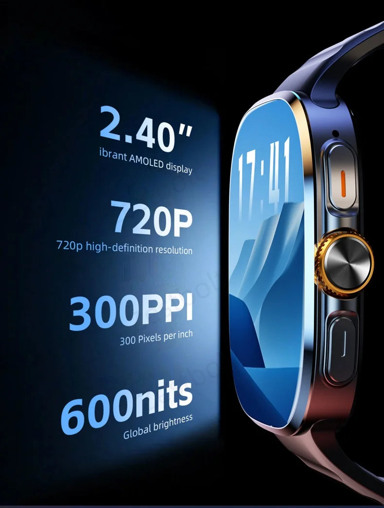 Global Version M99 Smartwatch 2.4 inch Amoled Screen insert Sim Card GPS WIFI 190° Rotating Camera Game Android 10.0 Smart Watch