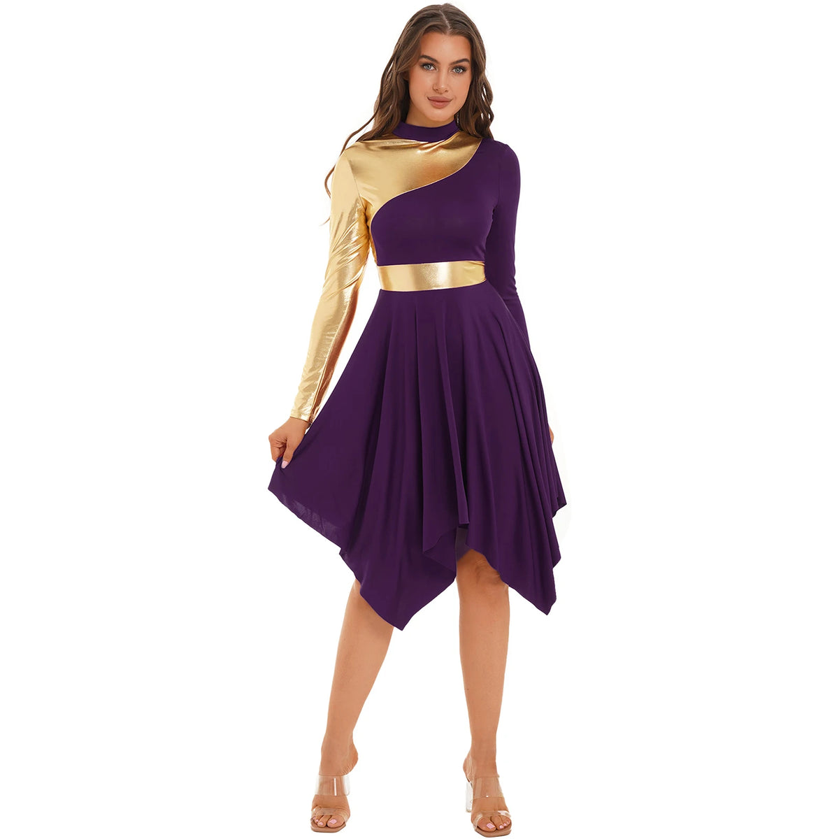 Women's long-sleeve lyrical ballet leotard dress