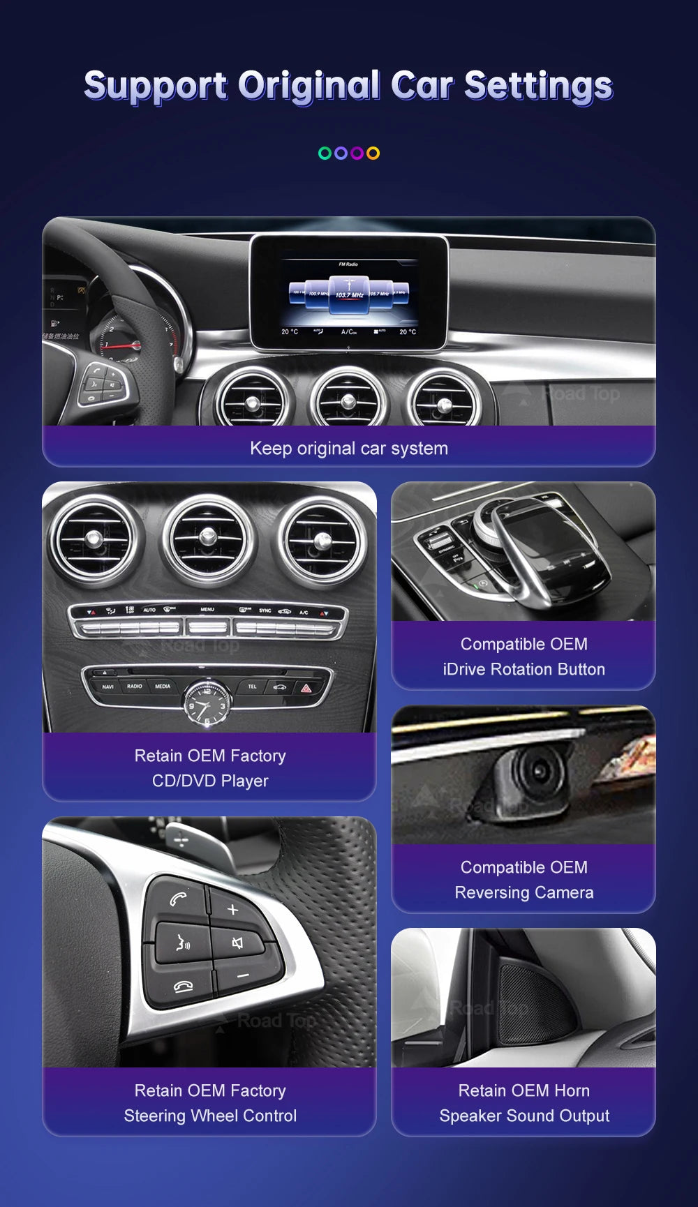 Wireless Carplay Linux Screen for Mercedes Benz W205 GLC A C V Class W447 CLA GLA 2026-2026 GPS With Android Auto Car Multimedia