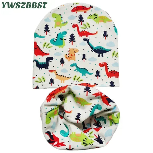 Kids Dinosaur Hat and Scarf Set - Cartoon Beanie with Neck Warmer