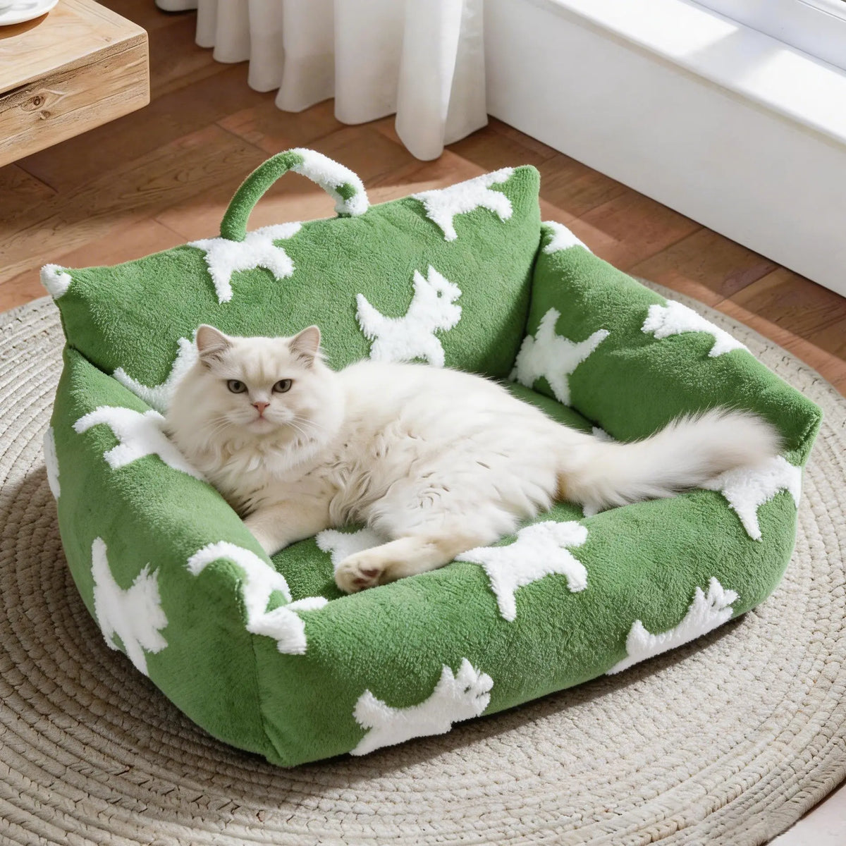 Dog Bed with Raised Edges Cat Mat Long Plush Deep Sleeping Warm Soft Small Dog Cushion Calm Beds for Small Dogs Cats for Warmth