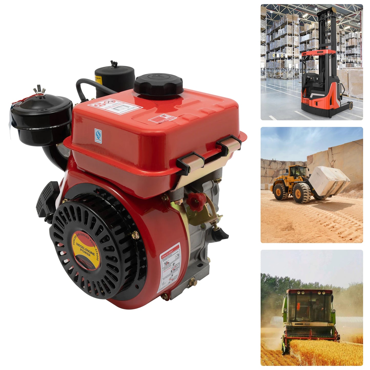 4-stroke 3HP Diesel Engine Hand Recoil Start System Diesel Motor Diesel-Engine for Go Cart, Mini Bike, Chipper,  Lawn Mower