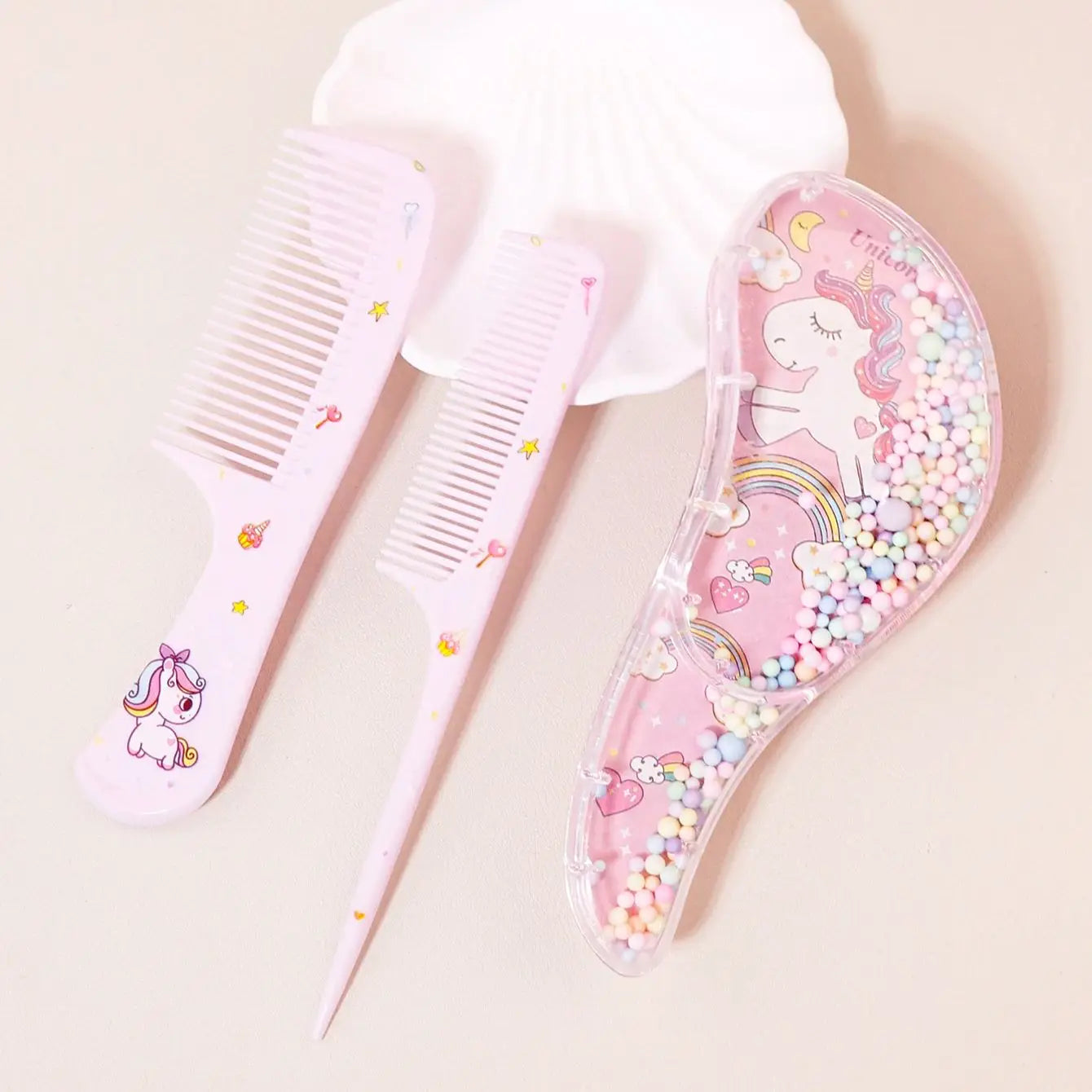 3pcs cartoon comb set, wet and dry dual-use, hair styling, suitable for any hair texture, gift set, special for real hair wigs