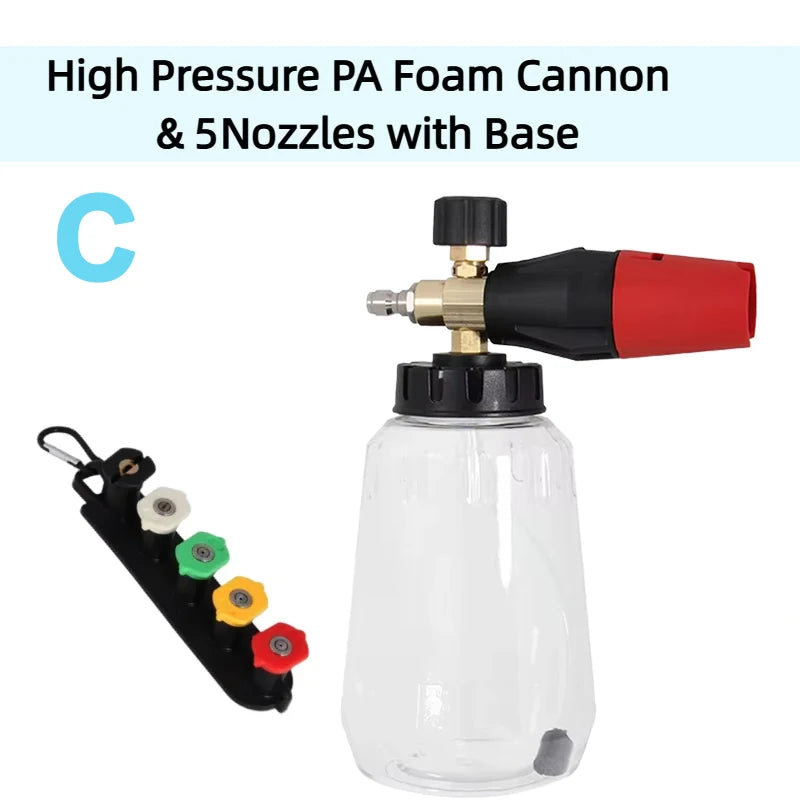High Pressure PA Foam Cannon Adjustable Foam Sprayer Snow Foam Gun Car Washing Accessories Cleaning Kit for Pressure Washers